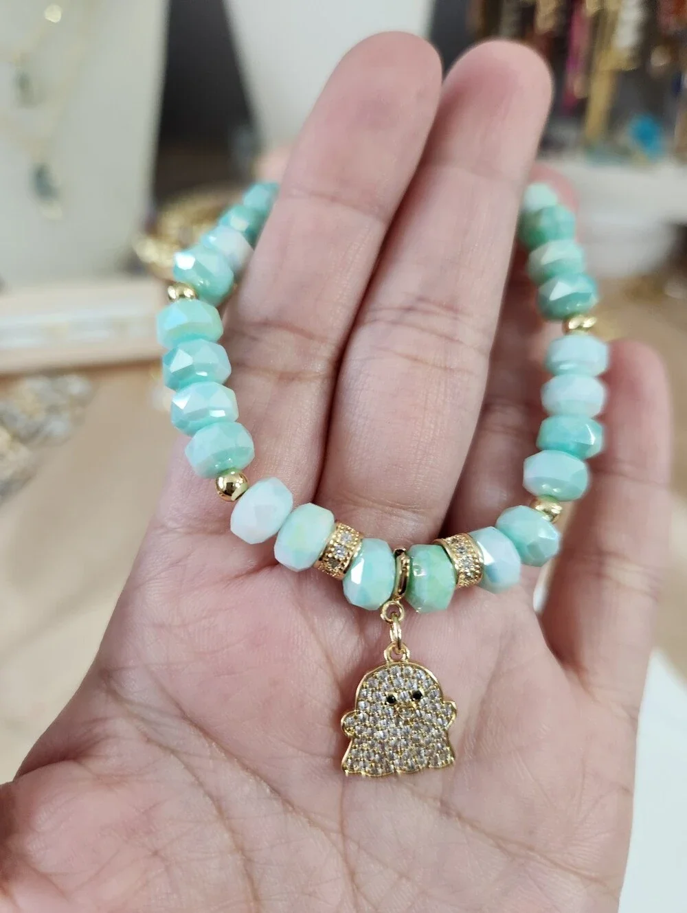Ghost Charm Beaded Bracelet